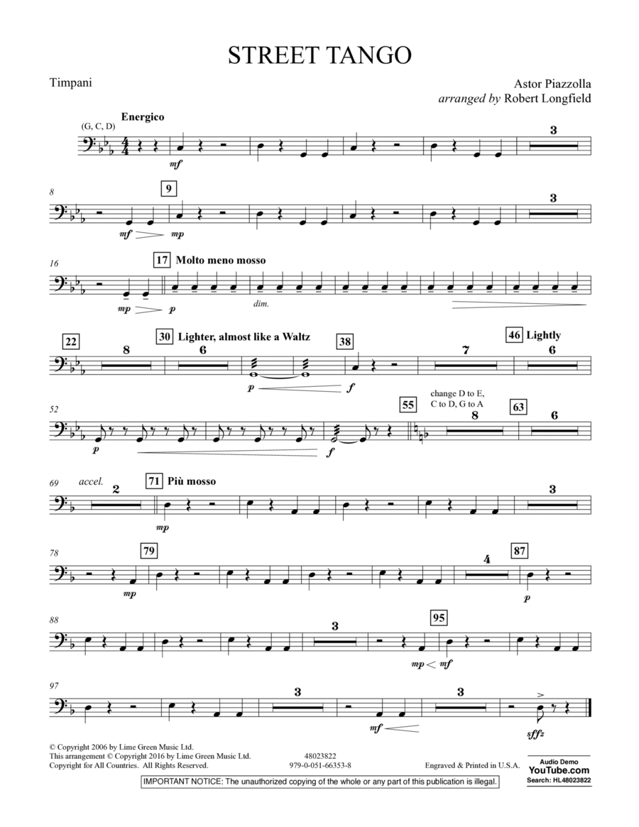 Street Tango - Timpani Street Tango - Timpani Percussion scores gallery preview page 1