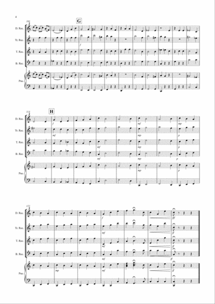 Waltz of the Flowers (Fantasia from Nutcracker) for Recorder Quartet Recorder scores gallery preview page 4