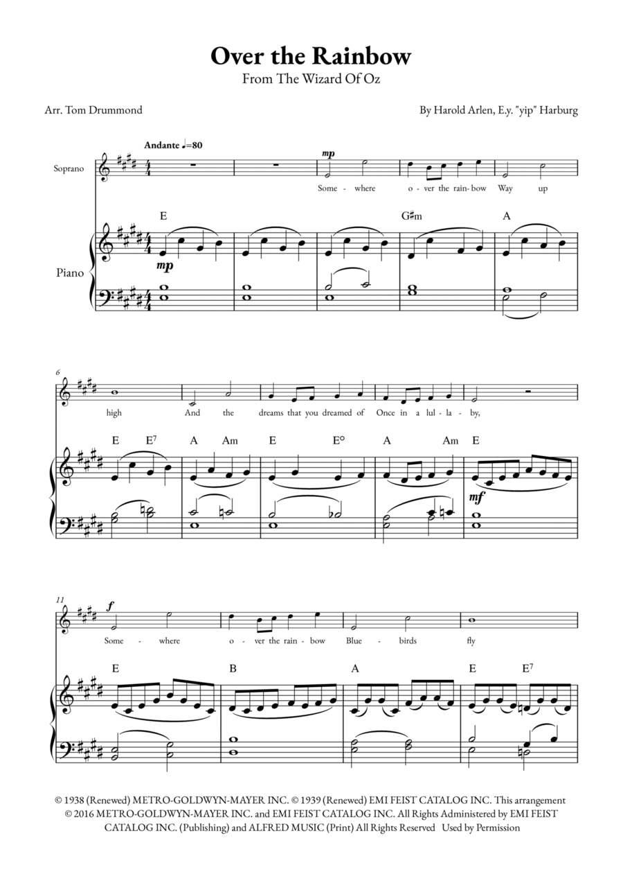 Over The Rainbow Voice scores gallery preview page 1