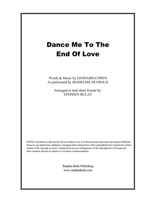 Book cover for Dance Me To The End Of Love