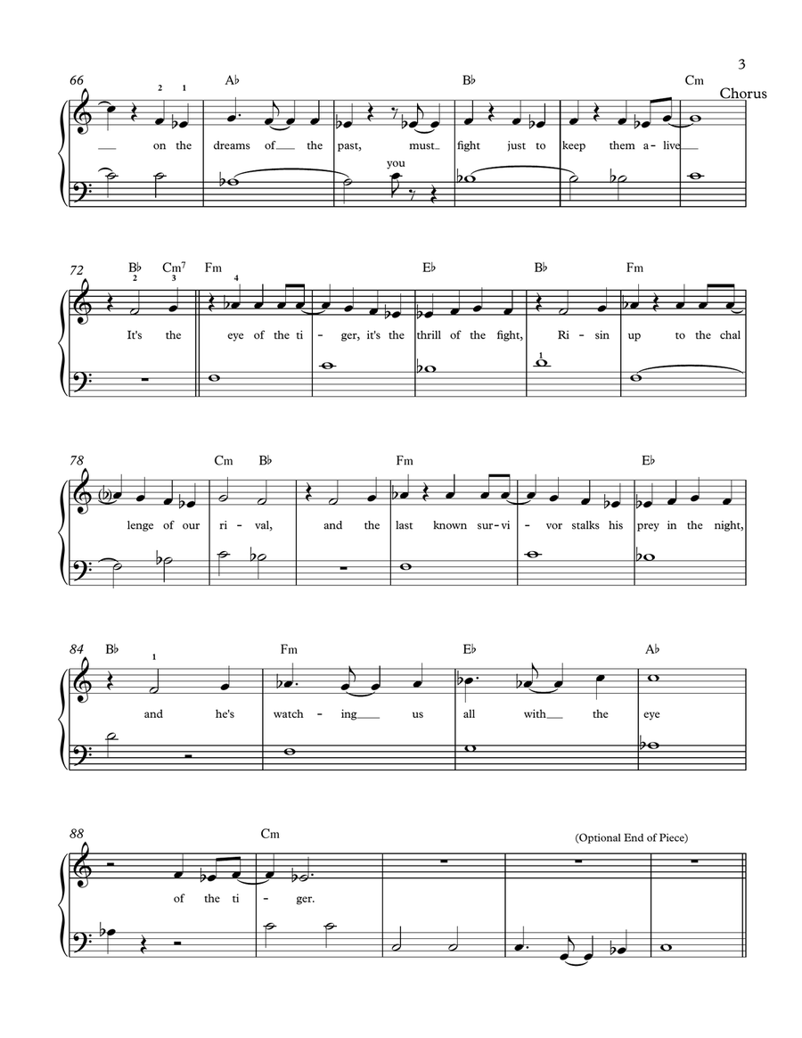 Eye Of The Tiger Easy Piano scores gallery preview page 3