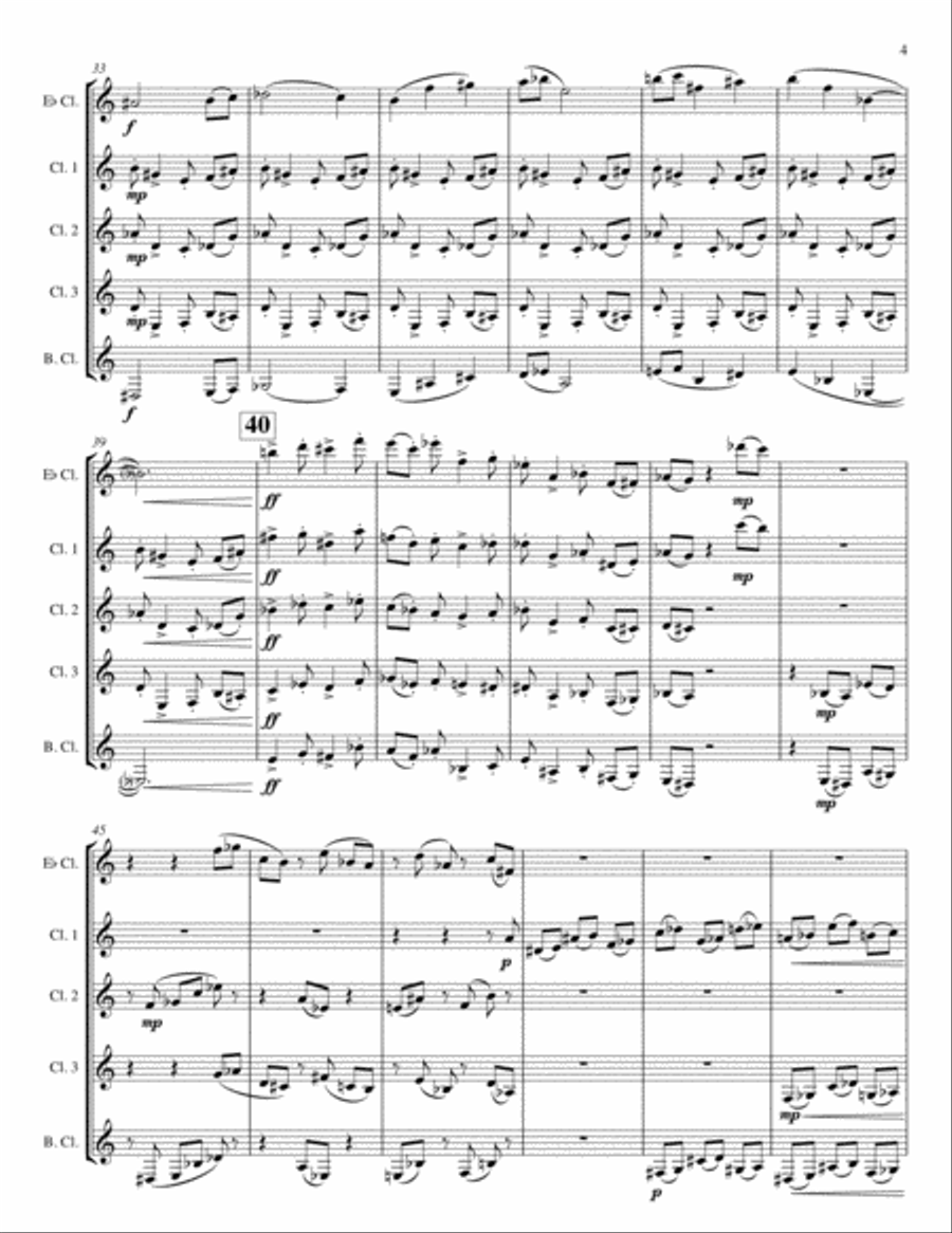 Danse Sociopathique for Clarinet Quintet or Choir Clarinet Quintet scores gallery preview page 5