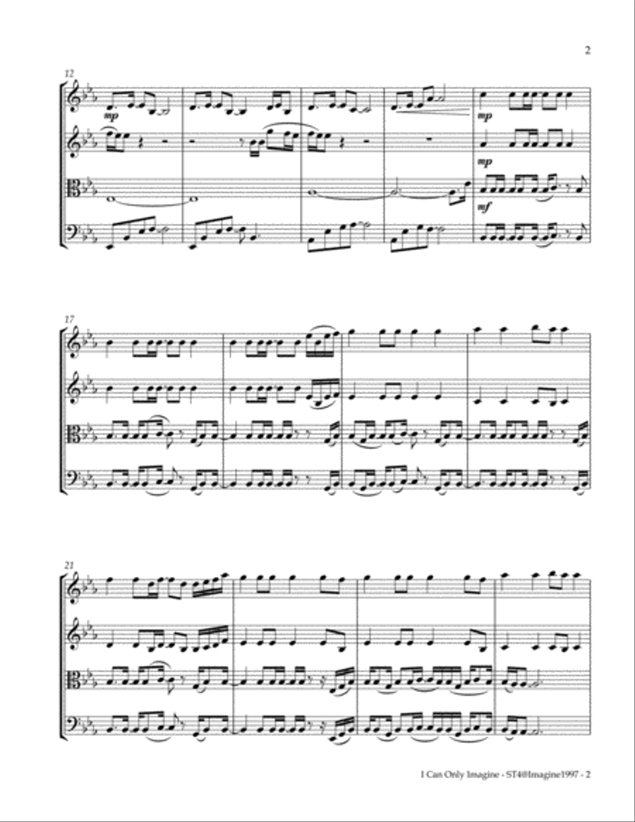 I Can Only Imagine String Quartet scores gallery preview page 3
