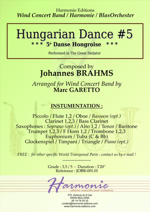 Hungarian Dance n°5 - Danse Hongroise // Johannes BRAHMS for Wind Concert Band