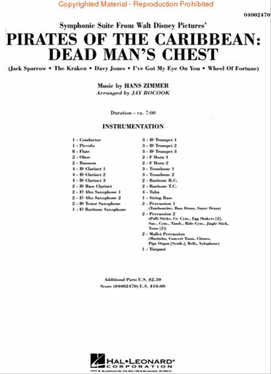 Symphonic Suite from Pirates of the Caribbean: Dead Man's Chest Concert Band scores gallery preview page 2