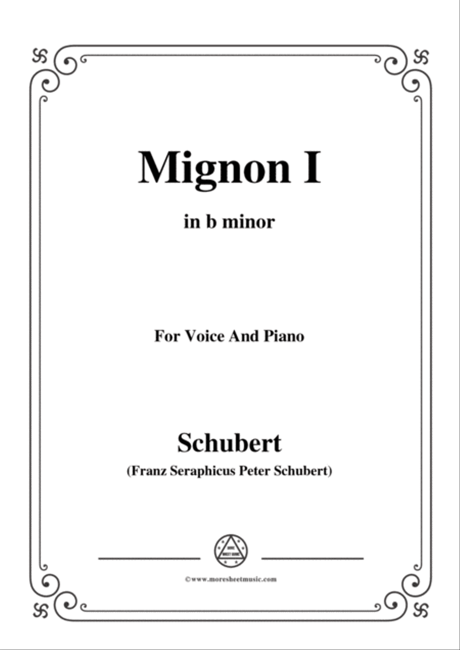 Schubert-Mignon I,D.726,in b minor,for Voice&Piano Voice scores gallery preview page 1