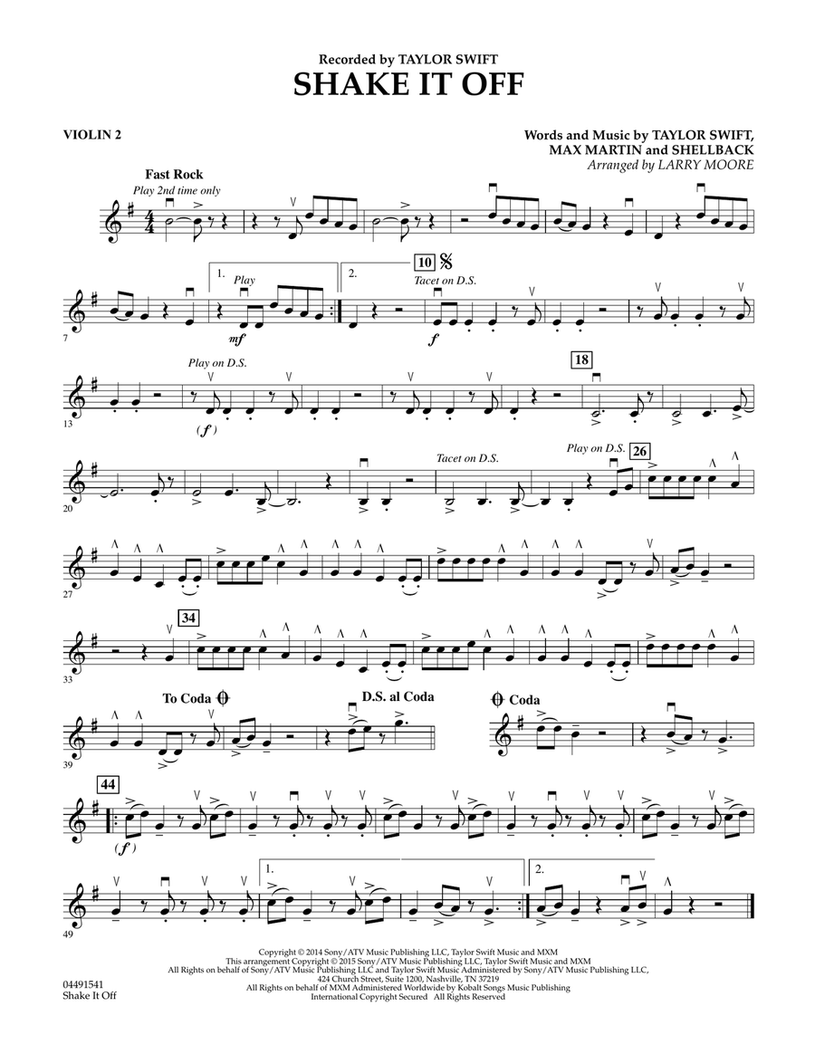 Shake It Off - Violin 2 Orchestra scores gallery preview page 1