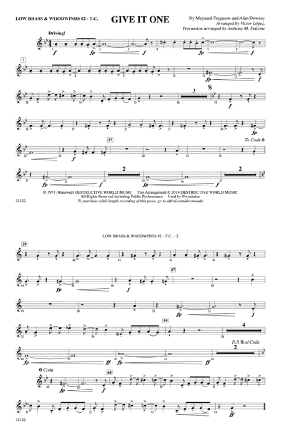 Give It One: Low Brass & Woodwinds #2 - Treble Clef Marching Band scores gallery preview page 1