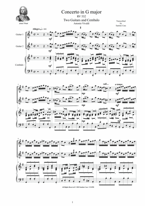 Vivaldi – Concerto in G major RV 532 for Two Guitars and Cembalo or Piano