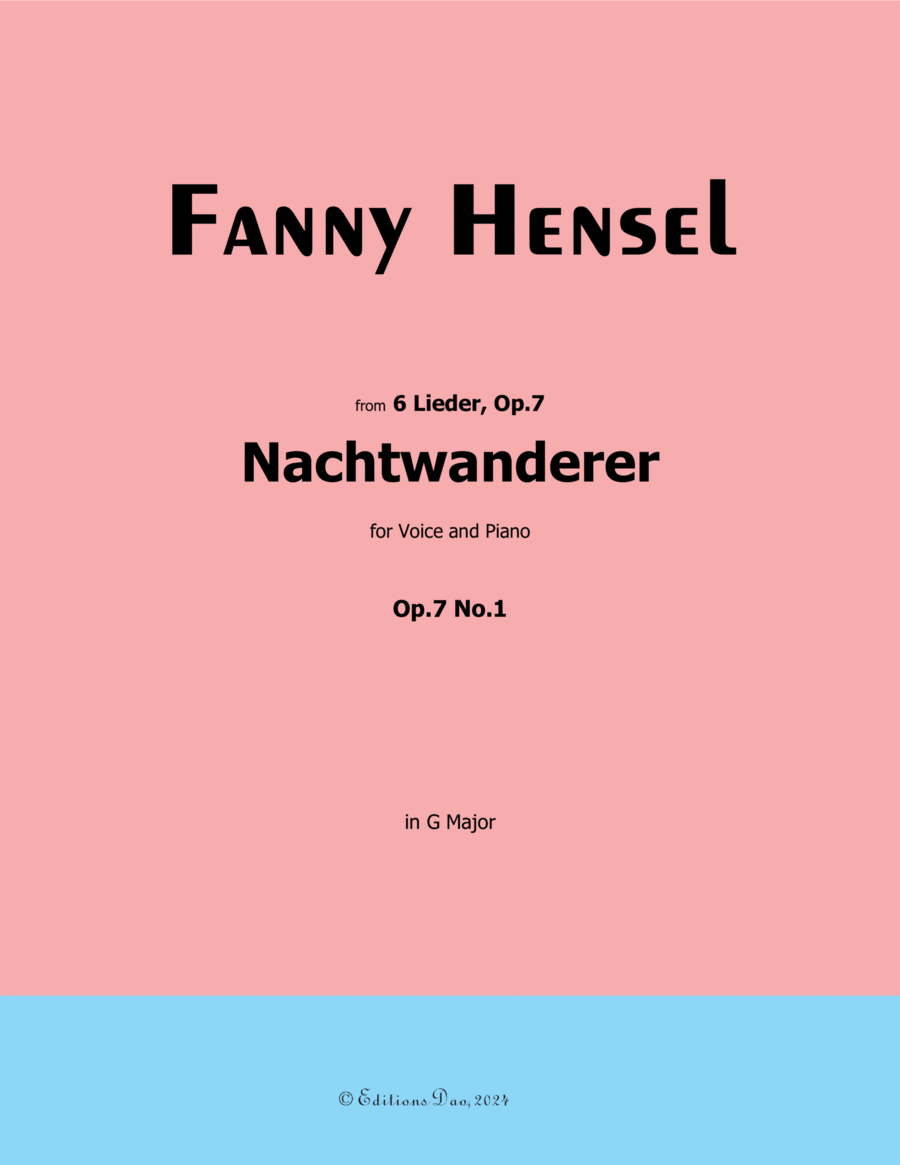 Nachtwanderer, by Fanny Hensel, in G Major Voice scores gallery preview page 1