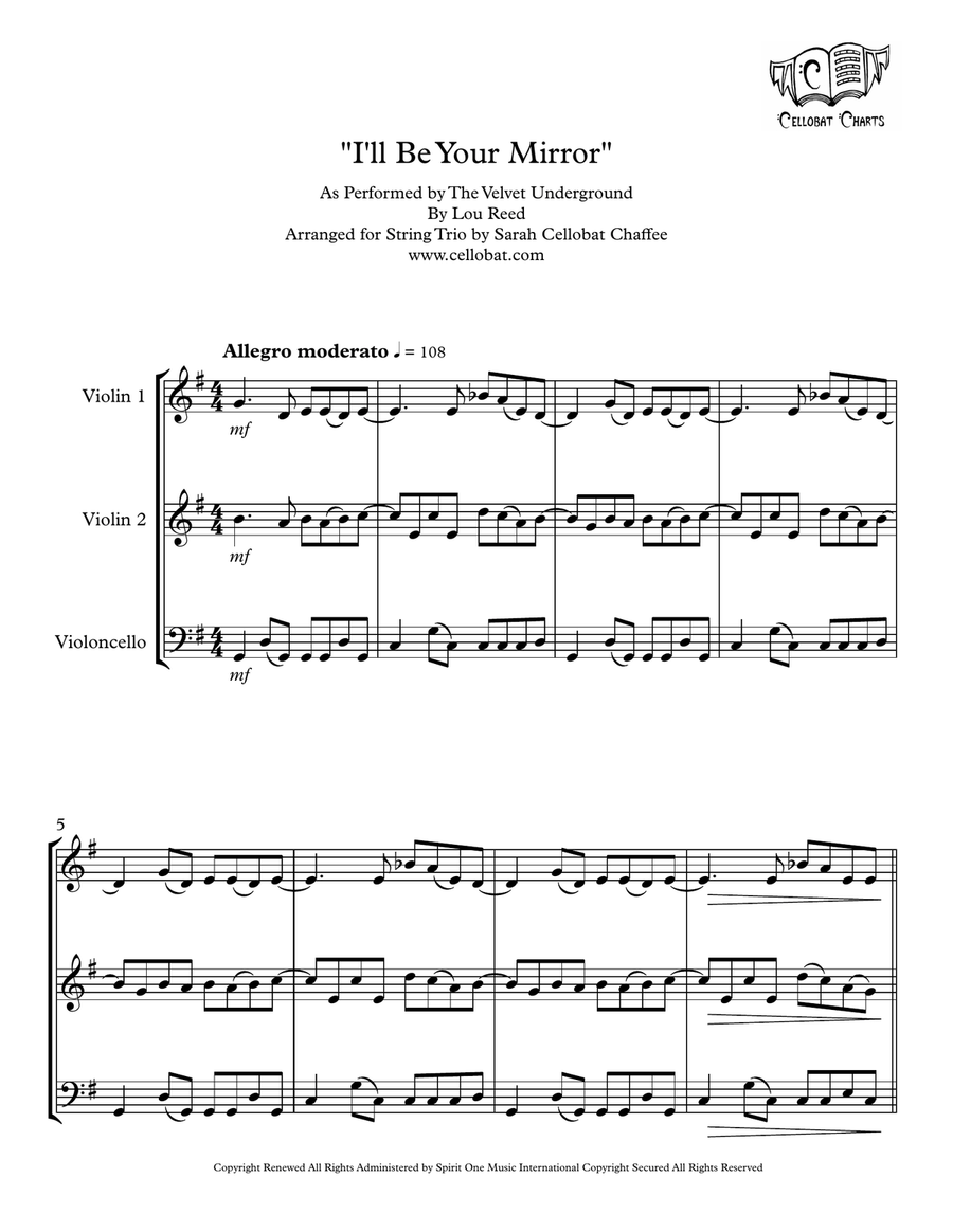 I'll Be Your Mirror String Trio scores gallery preview page 1