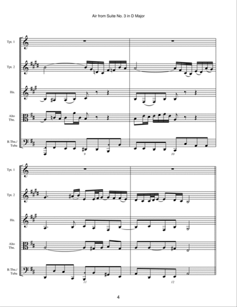 Air on a G String (Air from Suite No. 3 in D Major) Brass Ensemble scores gallery preview page 4