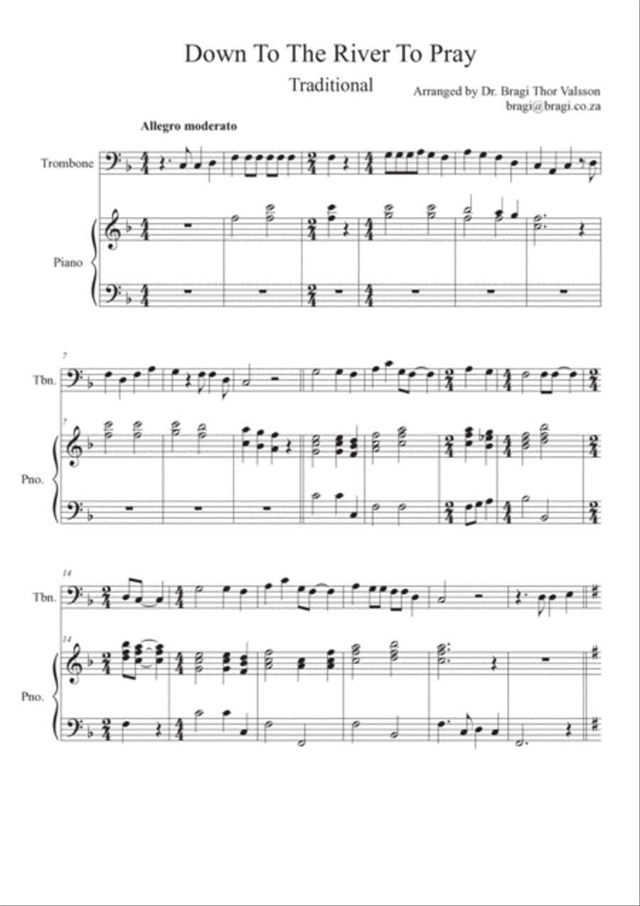 Five Sacred Songs - trombone with piano accompaniment image number null