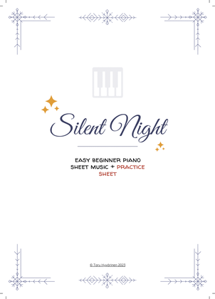 'Silent Night' Easy Beginner Christmas Piano Sheet Music + Practice Sheet for Kids/Teachers