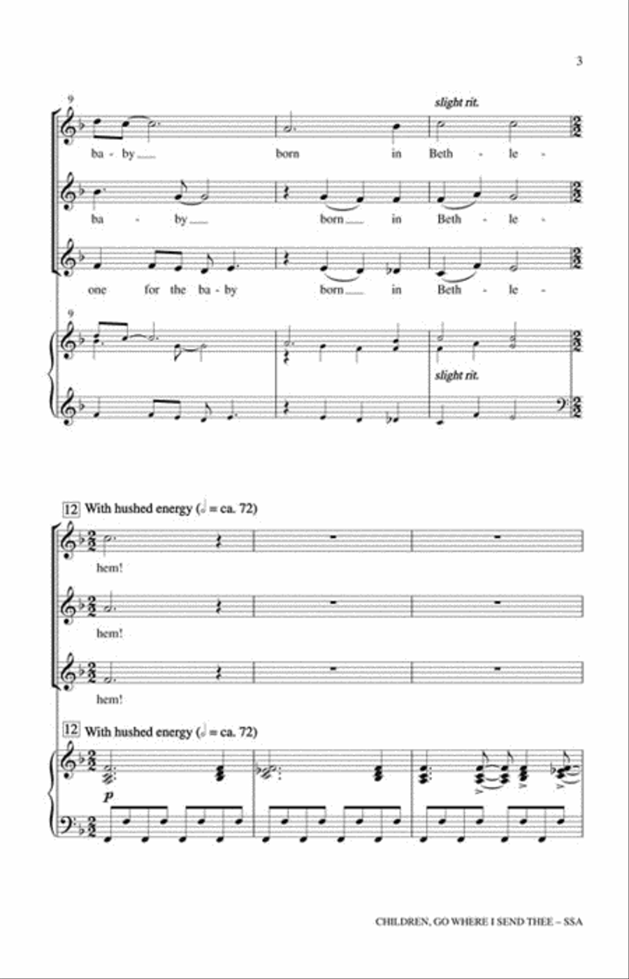 Children, Go Where I Send Thee SSA scores gallery preview page 3