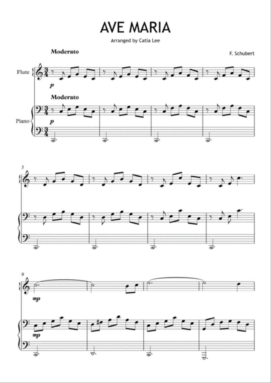 Ave Maria - Schubert for flute and piano C Major Flute Solo scores gallery preview page 2