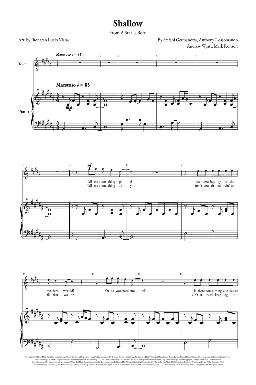 Shallow A Cappella scores gallery preview page 1