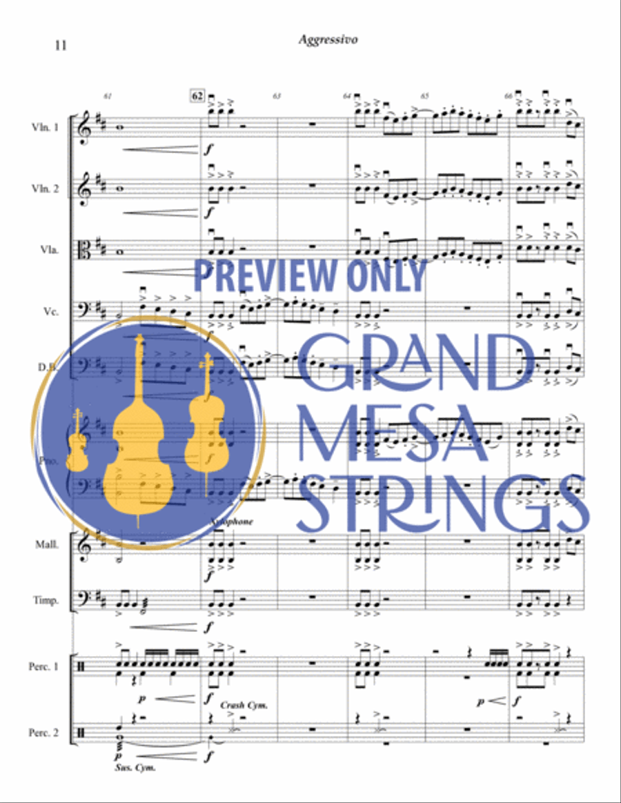 Aggressivo for Strings & Percussion String Orchestra scores gallery preview page 12