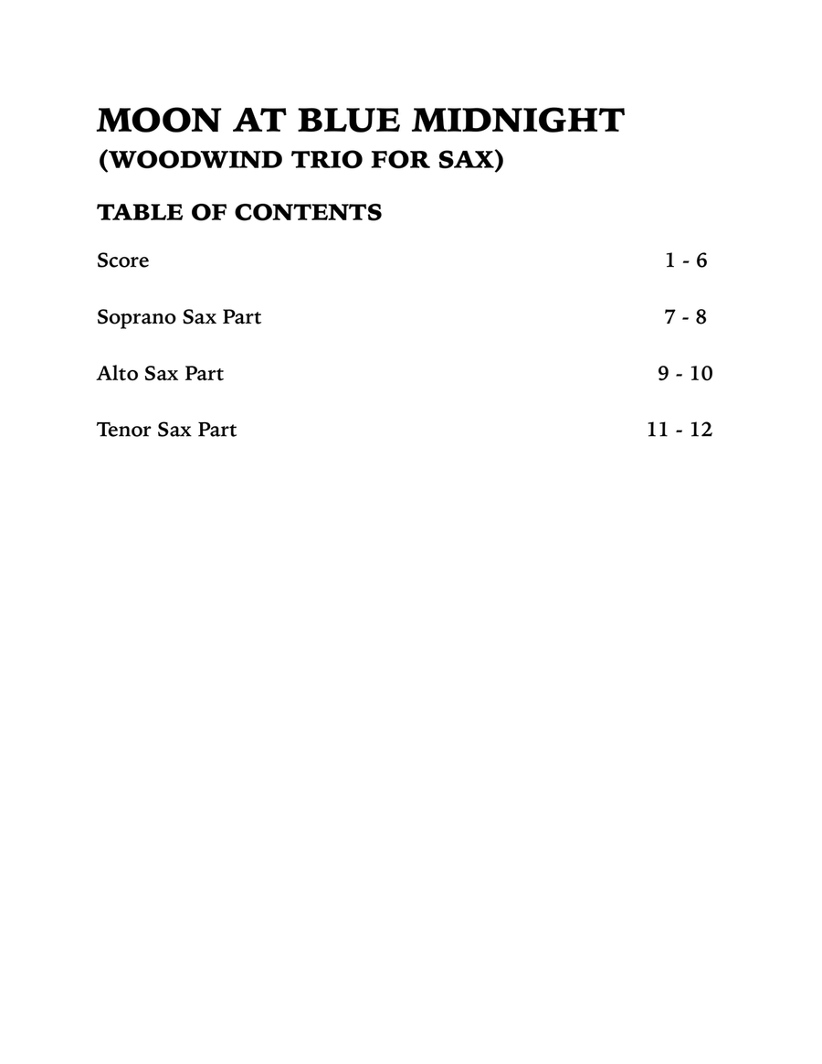 Moon at Blue Midnight (Sax Trio: SAT) SAT scores gallery preview page 4