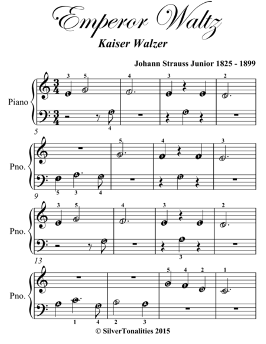 Emperor Waltz Beginner Piano Sheet Music Easy Piano scores gallery preview page 2