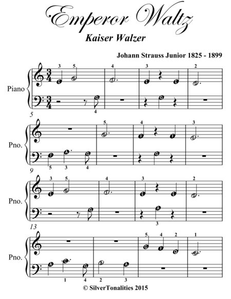 Emperor Waltz Beginner Piano Sheet Music