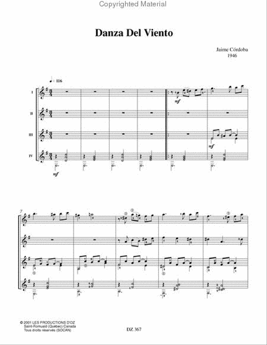 Danza Del Viento Danza Del Viento Guitar Ensemble scores gallery preview page 2