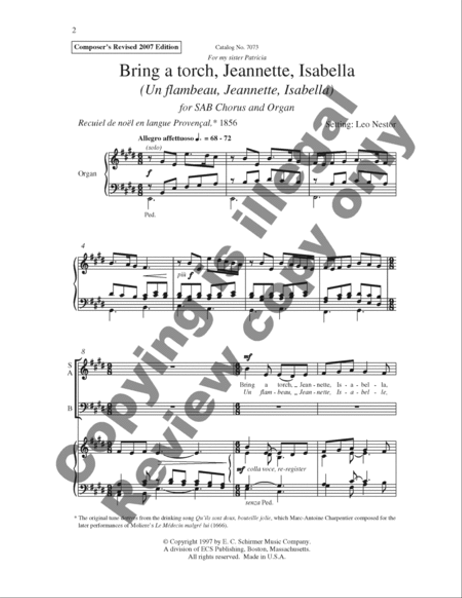 Bring a Torch, Jeannette, Isabella 3-Part scores gallery preview page 11