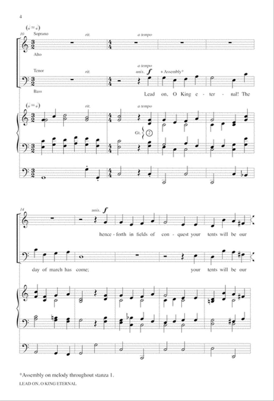 Lead on, O King Eternal 4-Part scores gallery preview page 4