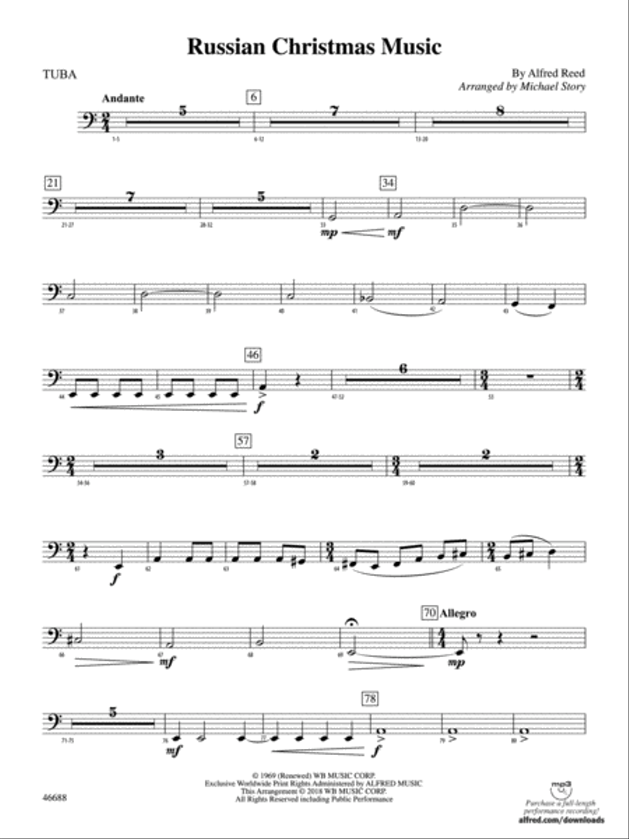 Russian Christmas Music: Tuba Full Orchestra scores gallery preview page 1
