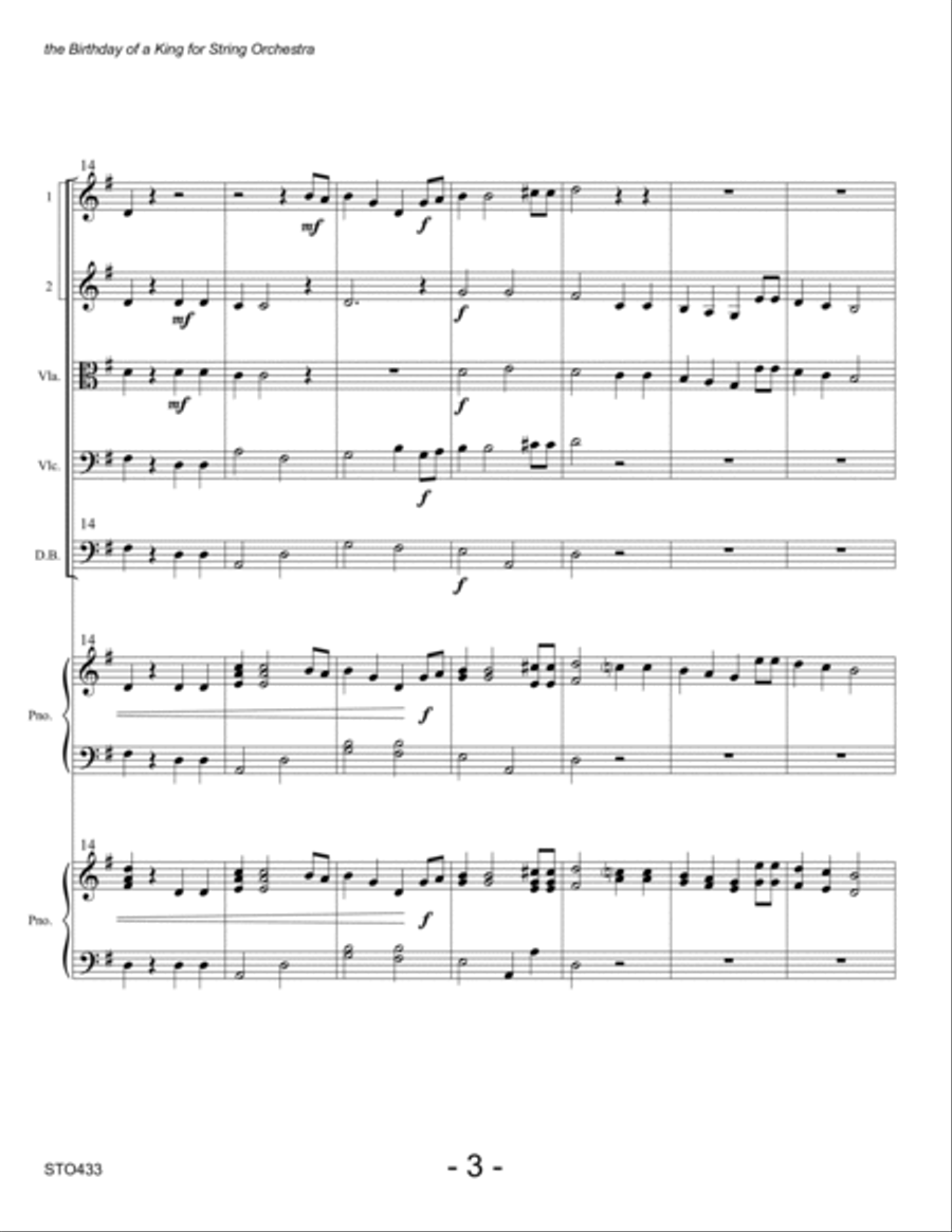 THE BIRTHDAY OF A KING - STRING ORCHESTRA with optional Piano String Orchestra scores gallery preview page 3