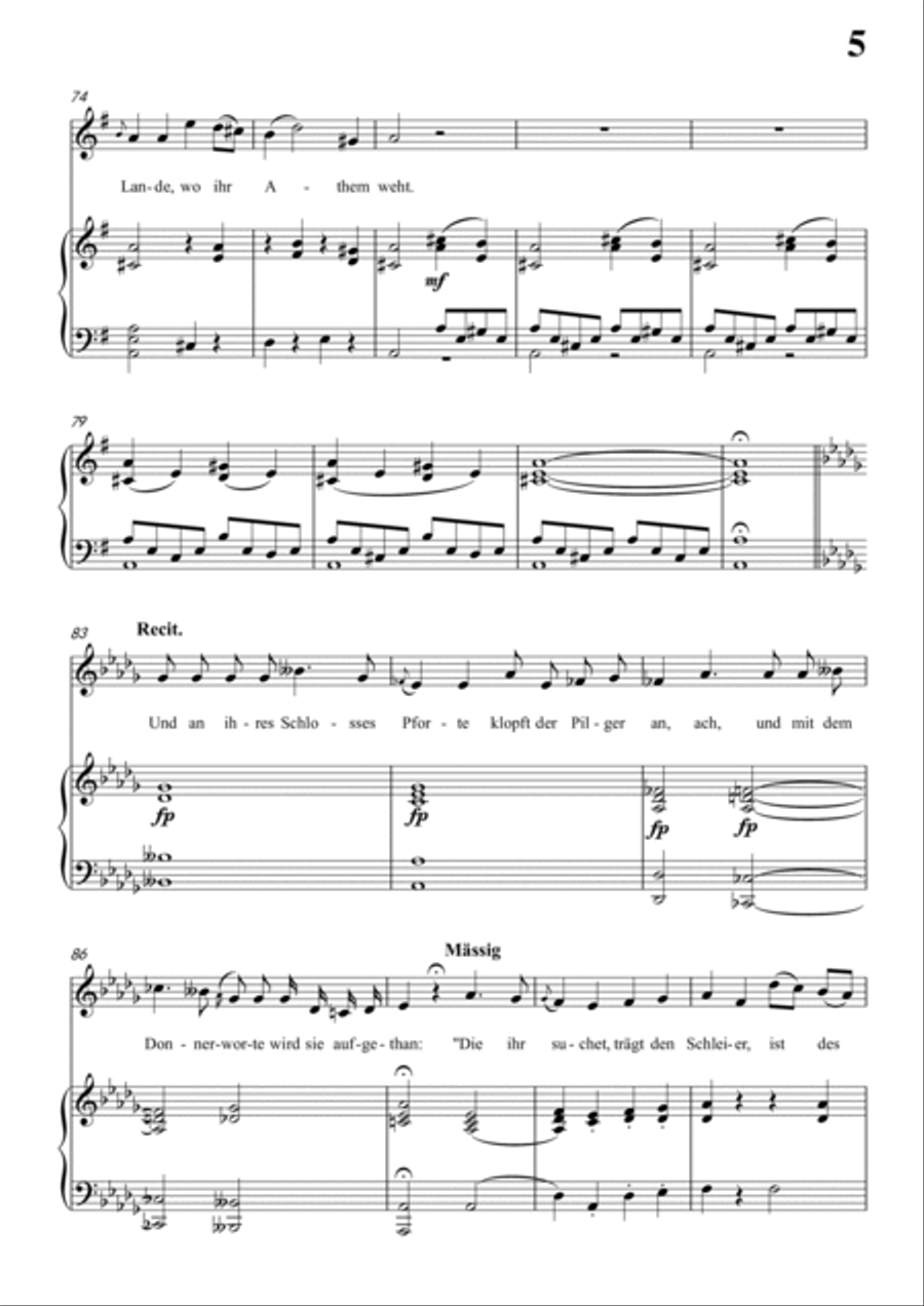 Schubert-Ritter Toggenburg in bD for Vocal and Piano Voice scores gallery preview page 6