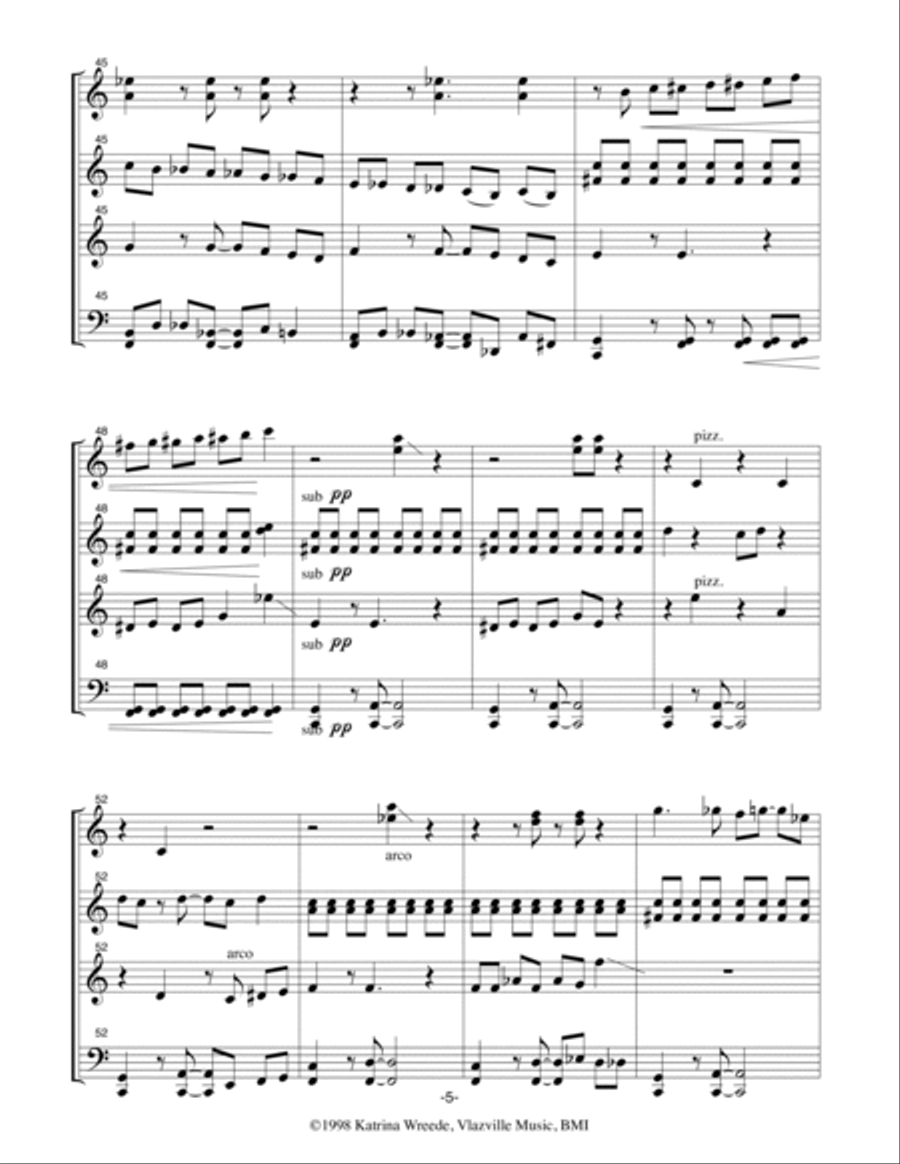 Breakfast Boogie String Quartet scores gallery preview page 6