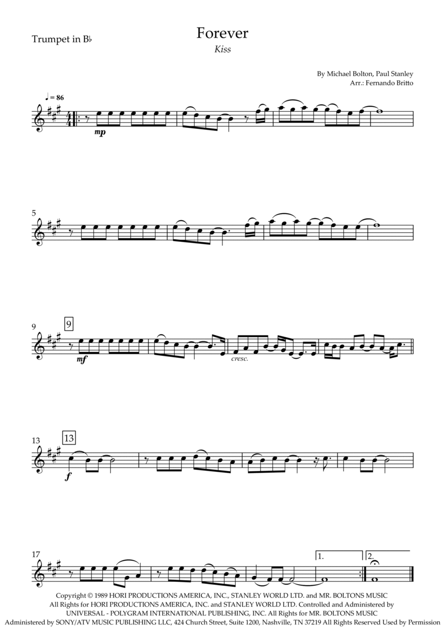 Forever Forever Trumpet Solo scores gallery preview page 1