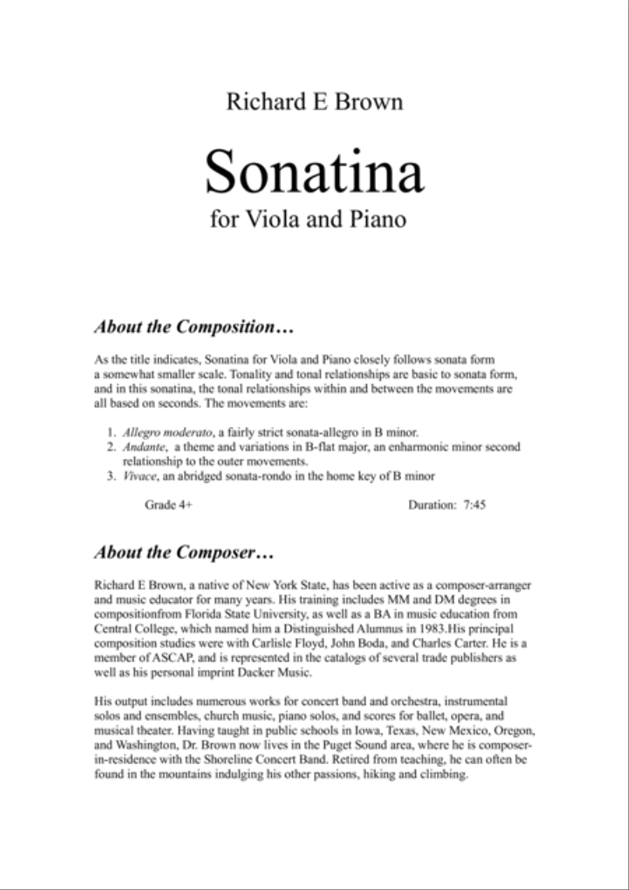 Sonatina for Viola and Piano Piano scores gallery preview page 2