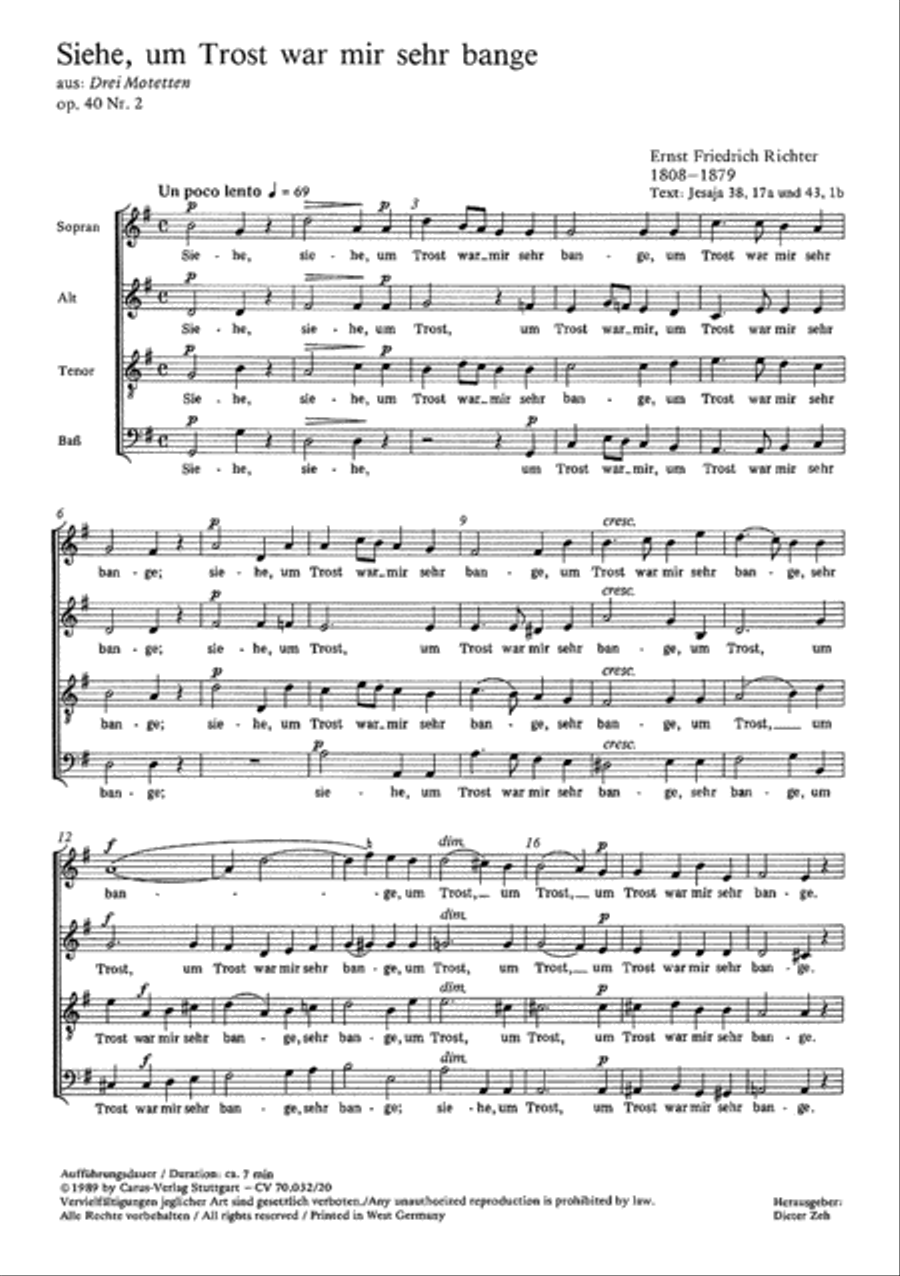 Siehe, um Trost war mir sehr bange 4-Part scores gallery preview page 1