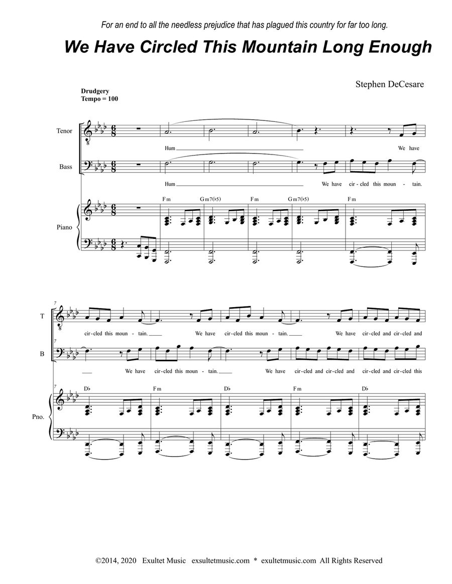 We Have Circled This Mountain Long Enough (for 2-part choir - (TB)
