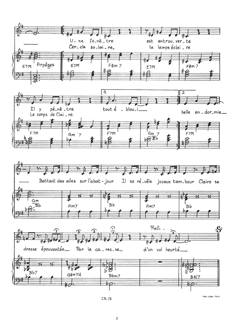 Papillons De Nuit Papillons De Nuit Piano, Vocal scores gallery preview page 2