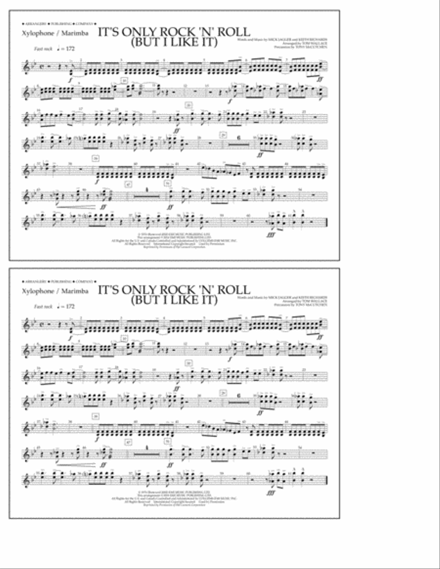It's Only Rock 'n' Roll (But I Like It) - Xylophone/Marimba Marching Band scores gallery preview page 1