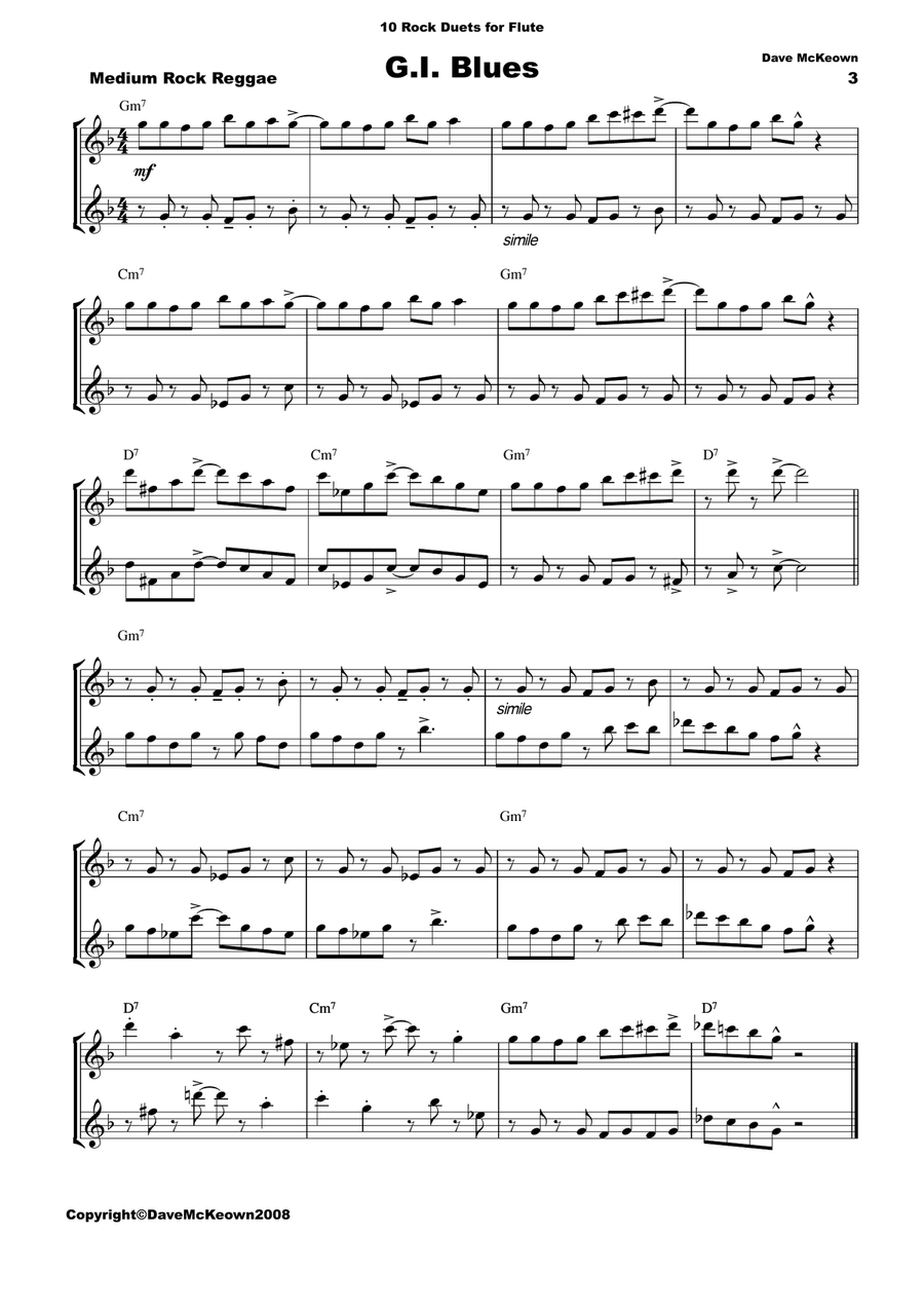10 Rock Duets for Flute Flute Duet scores gallery preview page 3