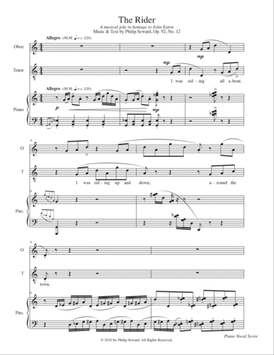 Two Musical Vignettes: The Rider & The Wassail Song Piano, Vocal, Guitar scores gallery preview page 3