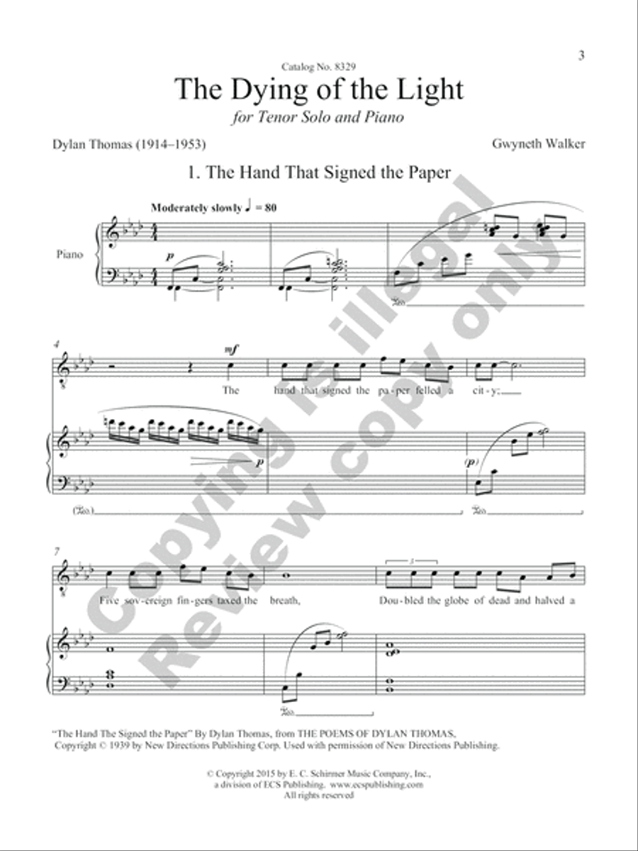 The Dying of the Light: Musical Settings of the Poetry of Dylan Thomas Cello scores gallery preview page 4