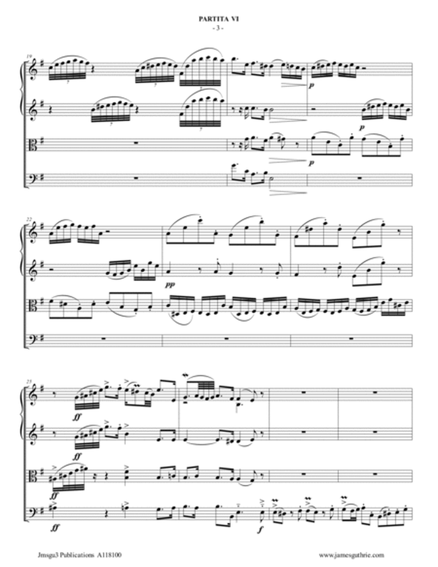 BACH: Partita No. 6 BWV 830 for String Quartet image number null