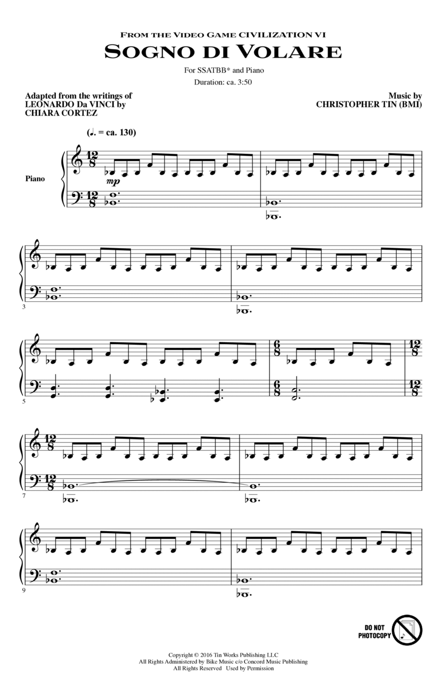 Sogno Di Volare (from Civilization VI) 4-Part scores gallery preview page 1