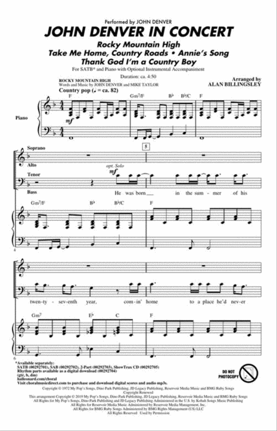 John Denver in Concert John Denver in Concert 4-Part scores gallery preview page 3