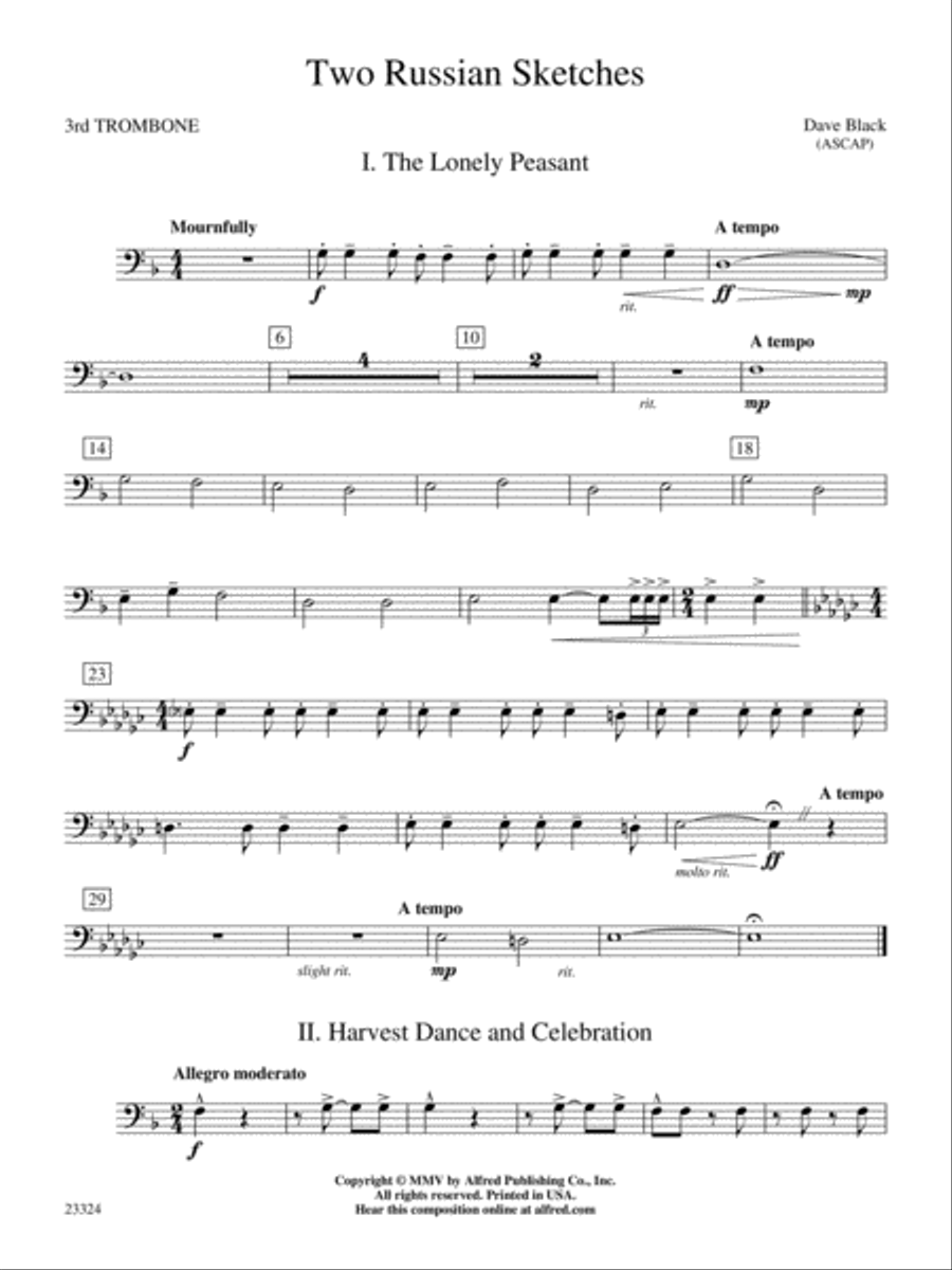 Two Russian Sketches: 3rd Trombone Concert Band scores gallery preview page 1