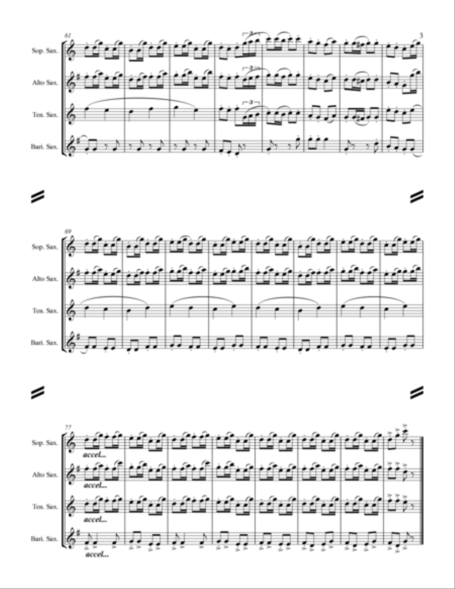 The Nutcracker Suite - 4. Russian Dance, Trépak (for Saxophone Quartet SATB) Saxophone Quartet scores gallery preview page 4