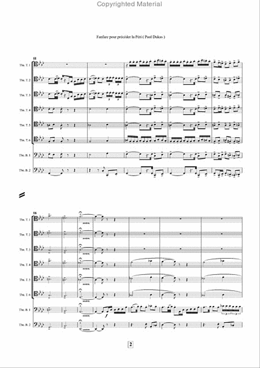 Fanfare pour preceder la peri (6 trombones tenors et 2 trombones basses) Trombone Duet scores gallery preview page 3