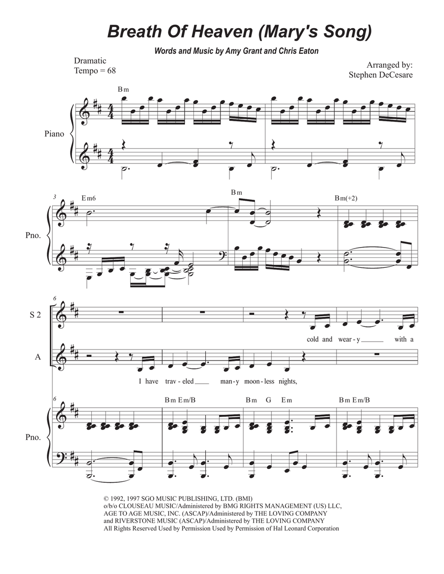 Breath Of Heaven (Mary's Song) Piano, Vocal scores gallery preview page 1