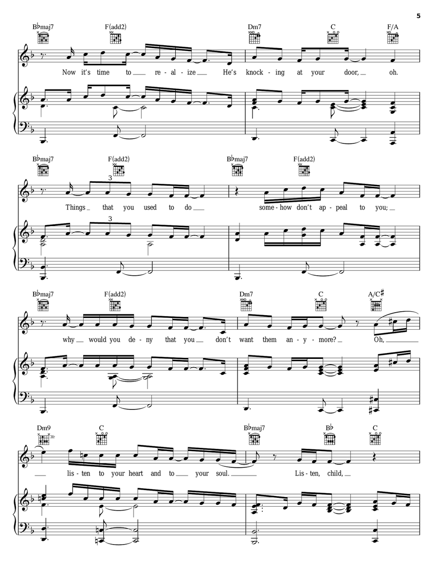 He's Calling You Piano, Vocal, Guitar scores gallery preview page 5