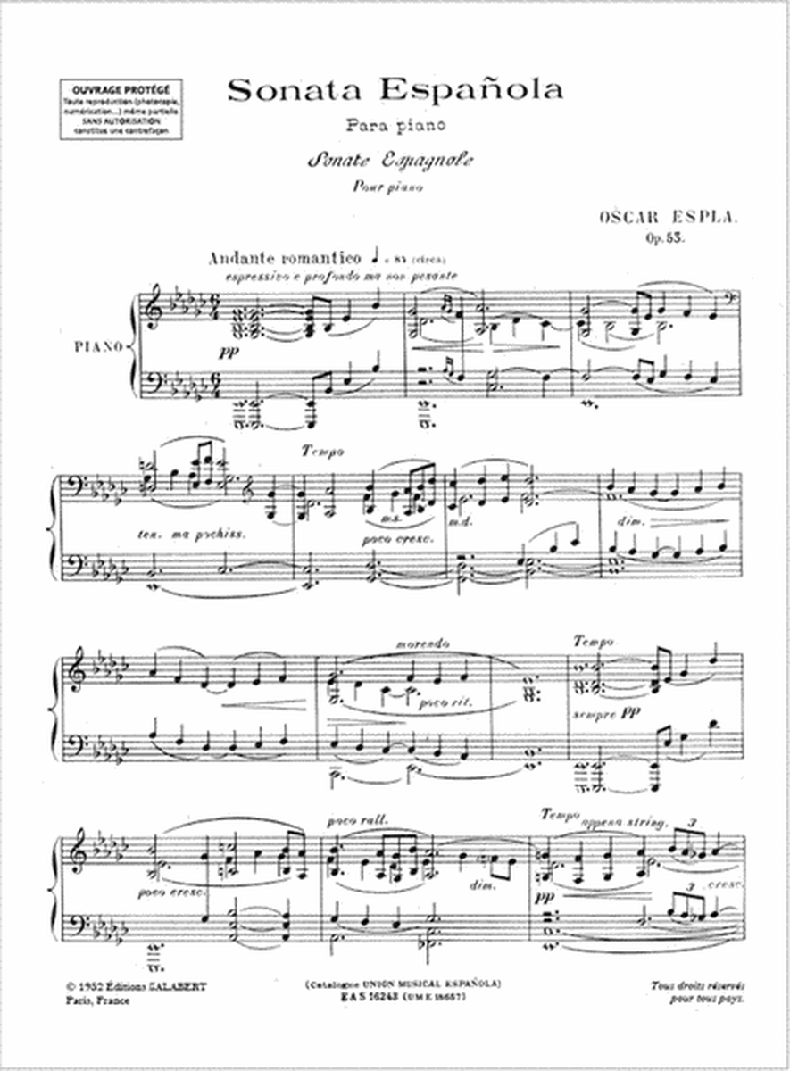 Sonata Espanola Op.33 Piano